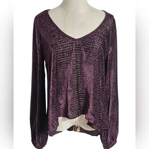 Show Me Your MuMu Vintage Burgundy Brown Velvet Sheer Blouse